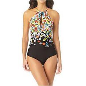 1760 Anne Cole Signature Sunset Floral High Neck Swim BLACK FLORAL size 16W